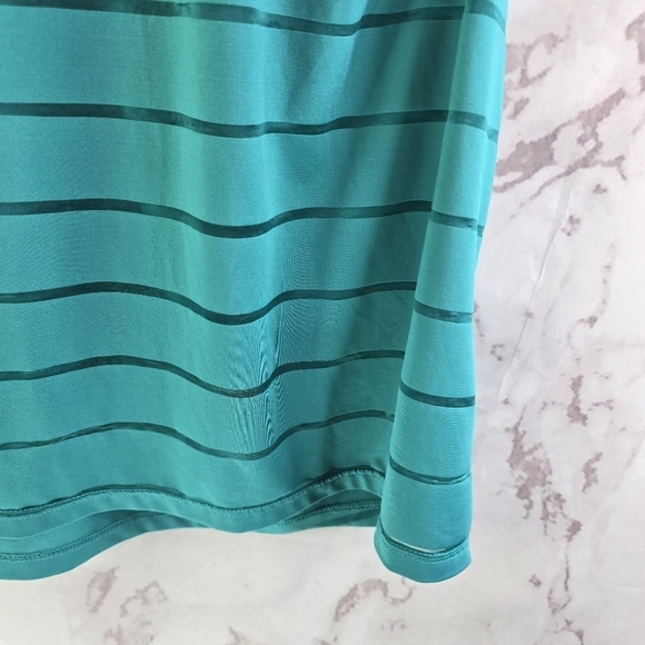 Athletic Works Tank Top Womens Large Turquoise Sheer Striped Racerback Havana - Picture 3 of 9